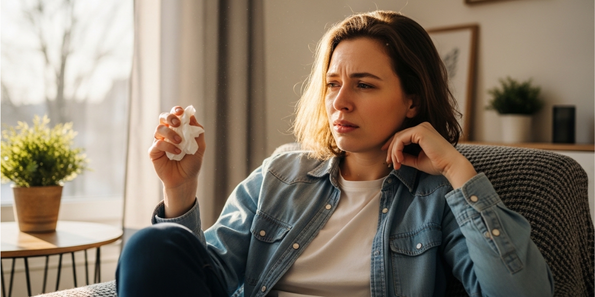 Woman with allergies