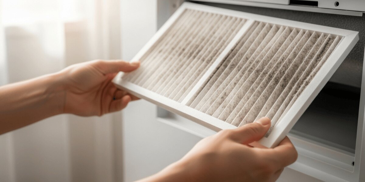 Person Changing Air Filter